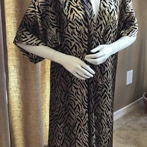 Vintage California Dynasty Silky Long Robe Leopard/Zebra Print Size S/M